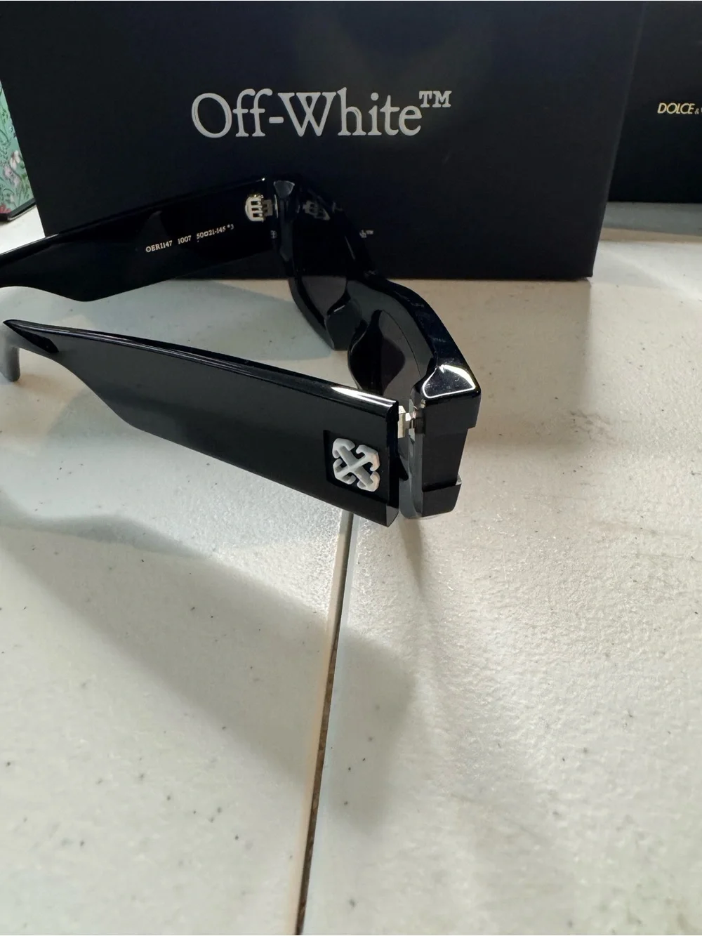 Off-White Belleville Rectangle/Geometric Sunglasses